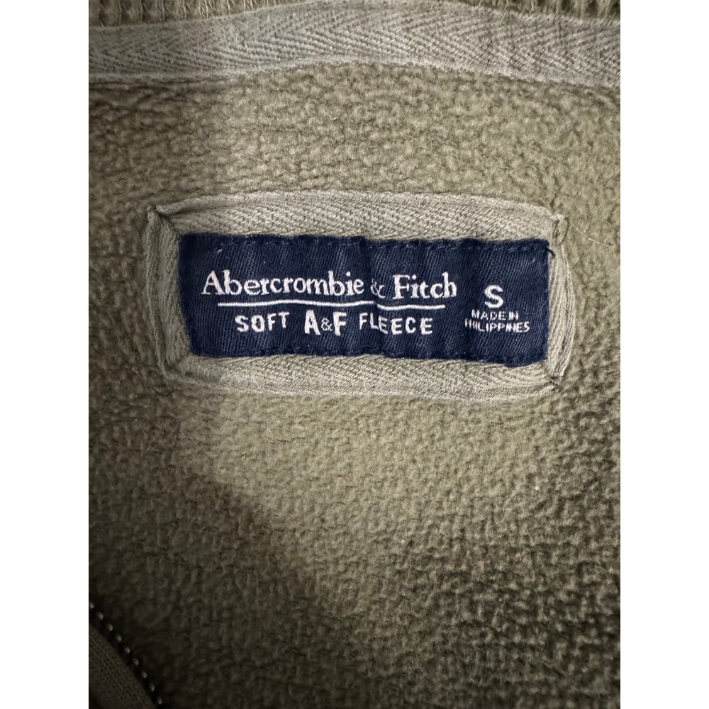 Abercrombie & Fitch green patch spell out Y2K soft AF fleece full zip hoodie SM - Picture 5 of 8